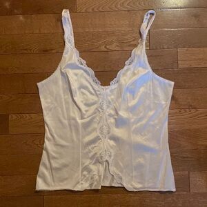 white lace satin tank top